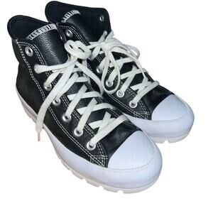 Converse All Star Lugged Black Leather Platform chunky Shoes 567164C Womens 6.5